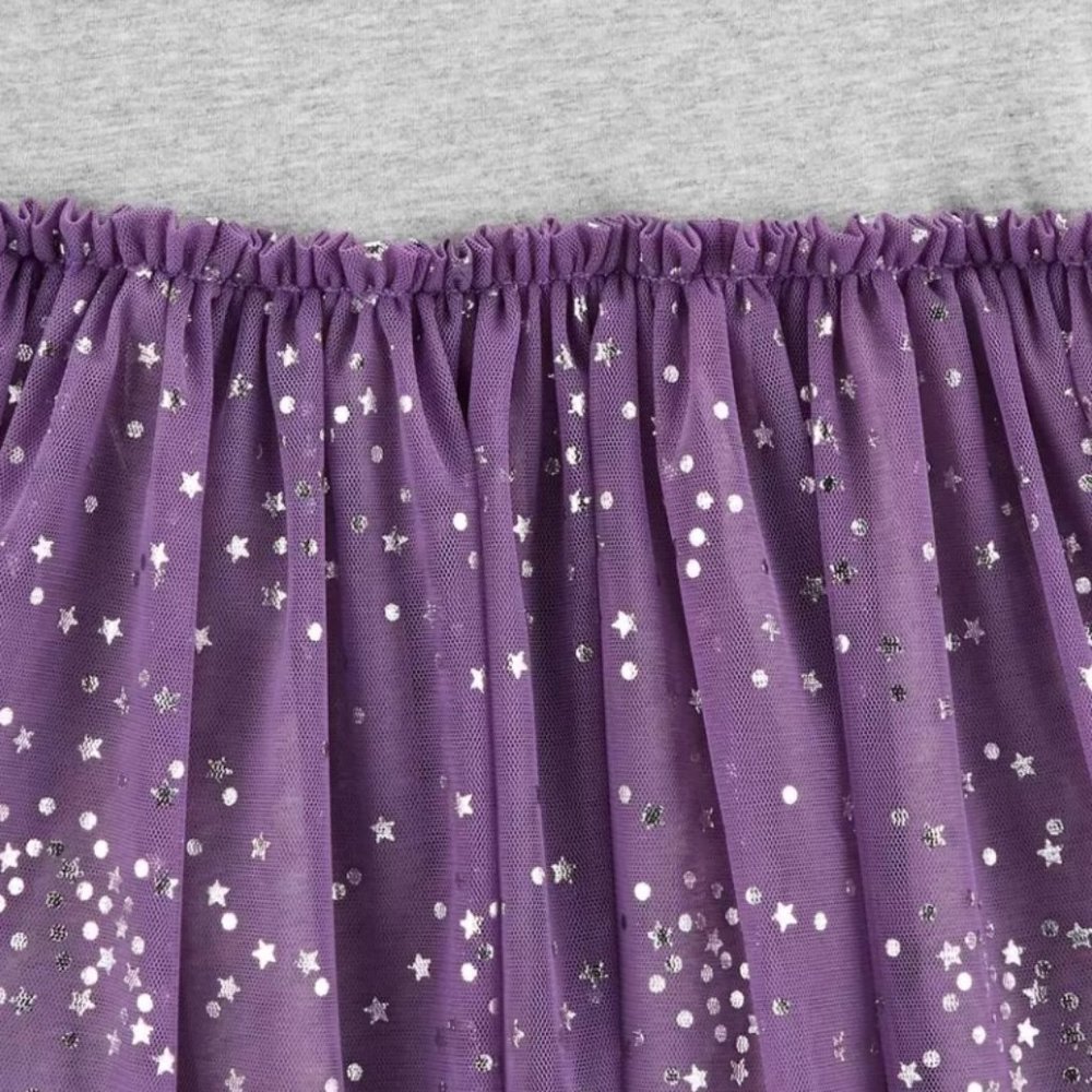 NEW Carter's Baby Dress Set Bat Star Sparkle Print Tulle Denim Legging Bottoms - Picture 4 of 9